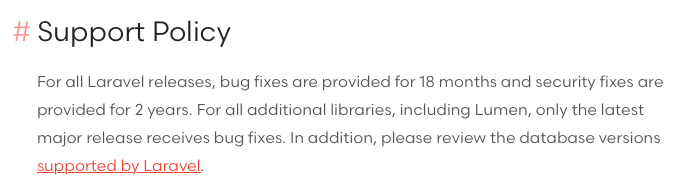 最新のLaravelサポートバージョン：リリース日やサポート期限