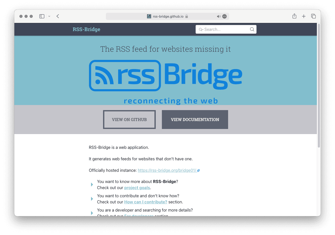 RSS-Bridgeでフィード出力されていないサイトのRSSを購読する
